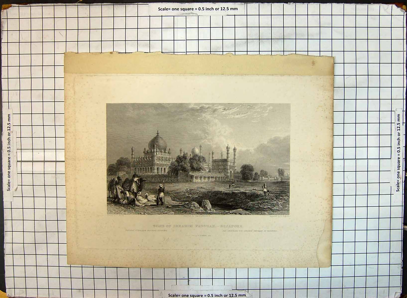 Old Engraving Tomb Ibrahim Padshah Bejapore Architecture Higham Allom 20th