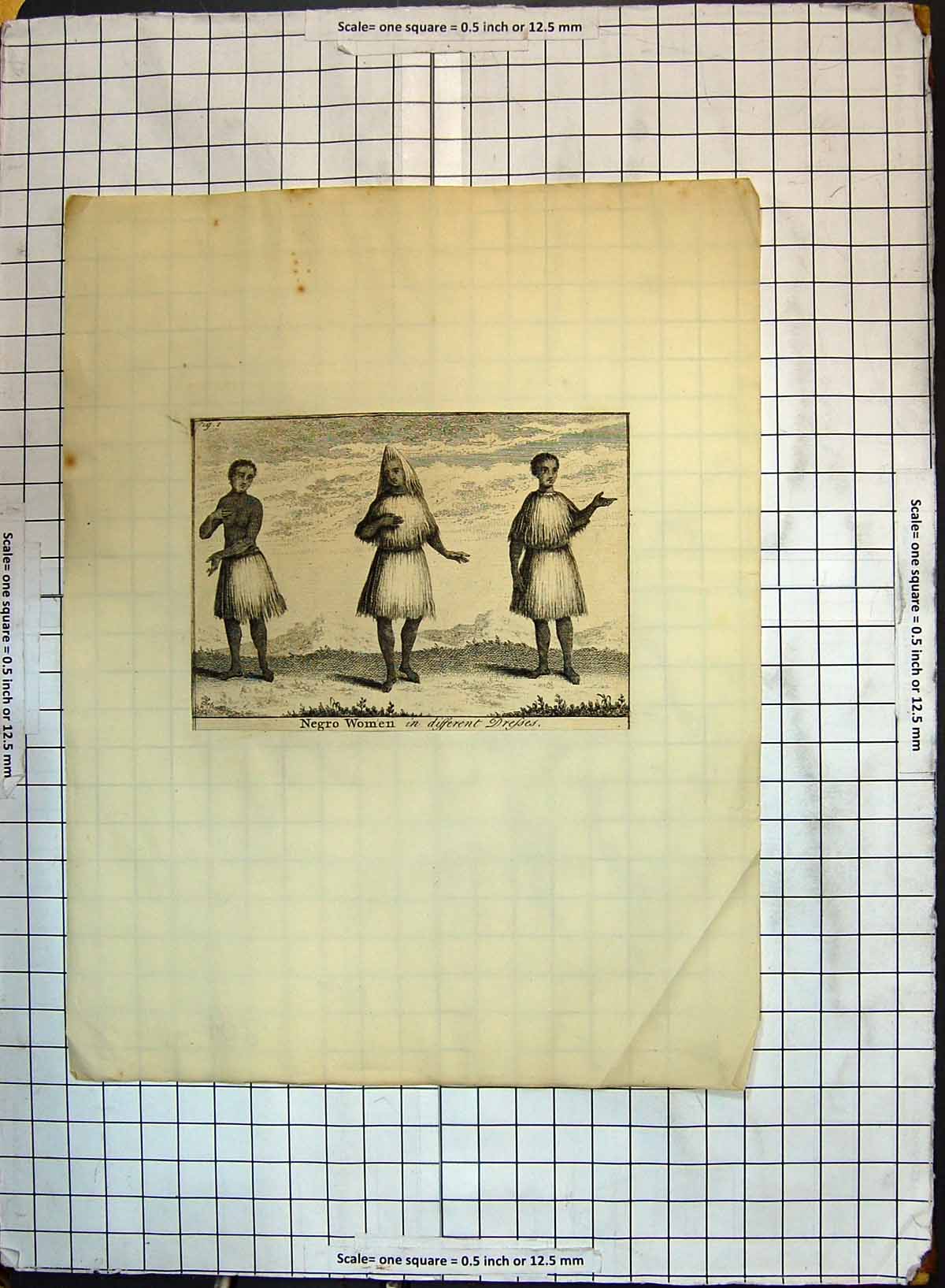 Original Old Antique Print Negro Women Different Dresses Natives Africa