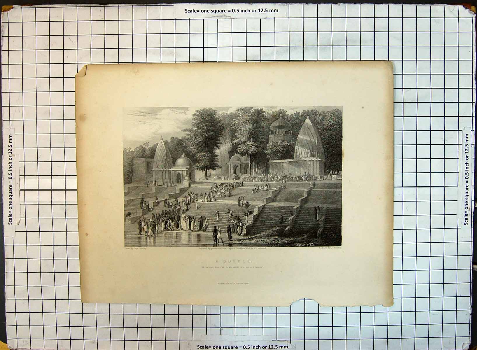 Old Engraving Shuttee Preparing Immolation Hindoo Widow Grindlay Reda