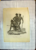 Original Old Antique Print 1797 Negroes Aboriginies Africa Warriors Weapons