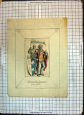 Antique Old Print Colour Costumes Crusaders Men War Uniforms Weapons Shield