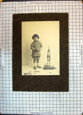 Original Old Antique Print Photograph Beautiful Child Girl Toys Sculpture