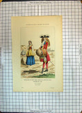 Old Print Colour Chevalier Saint Louis Regne De Louis Xiv Costumes Paris