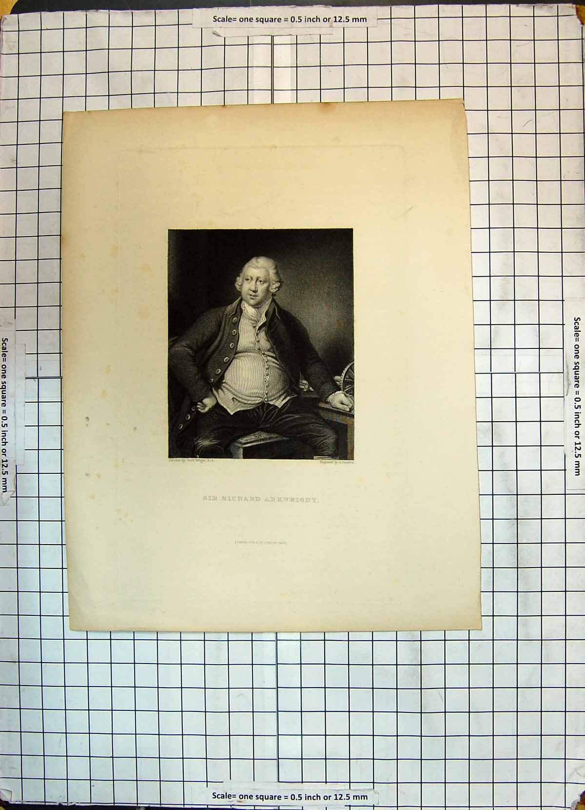 Old Antique Print Portrait Sir Richard Arkwright Jenkins Josh Wright 1837 19th