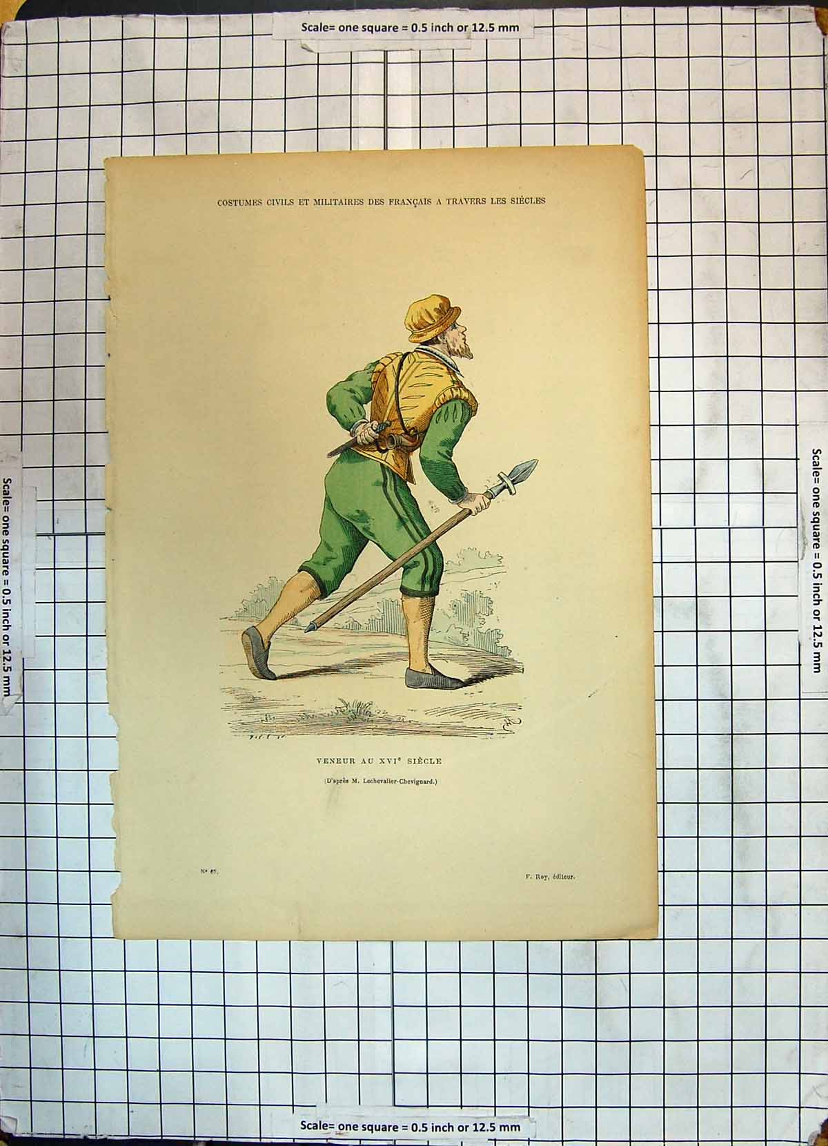 Antique Print Colour Veneur Siecle Paris Costumes Civils Militaires France