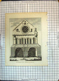 Original Old Antique Print Architecture Barfreston Church Kent England