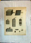 Original Old Antique Print Oven Machinery Flues Portable Heating