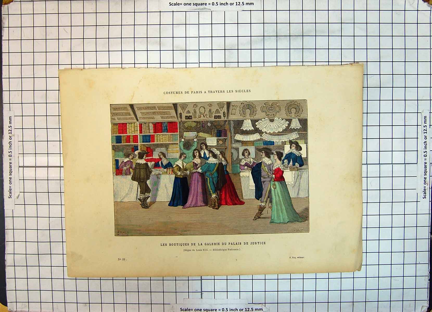 Antique Old Print Les Boutiques Galerie Du Palais De Justice Costumes Paris