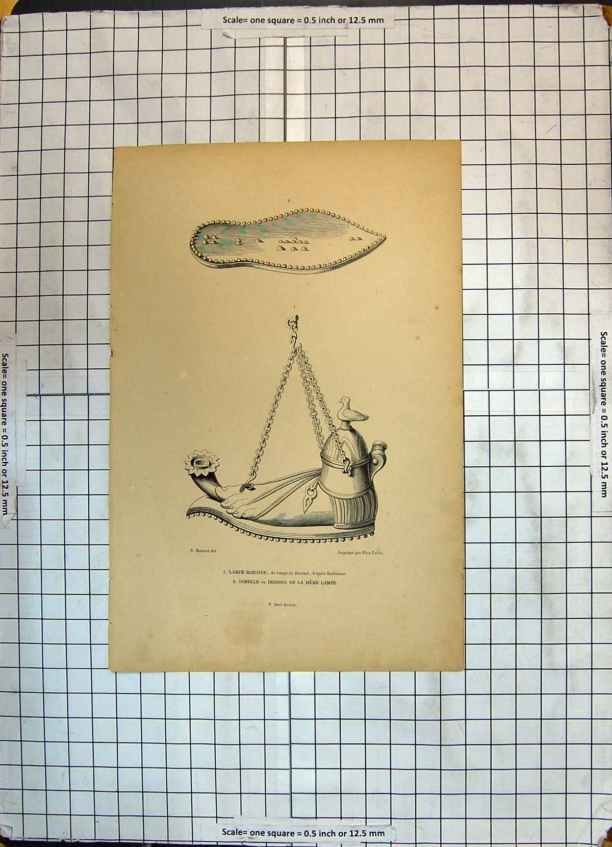 Original Old Antique Print Lampe Roumaine Semelle Dessous Meme Fashion Shoes
