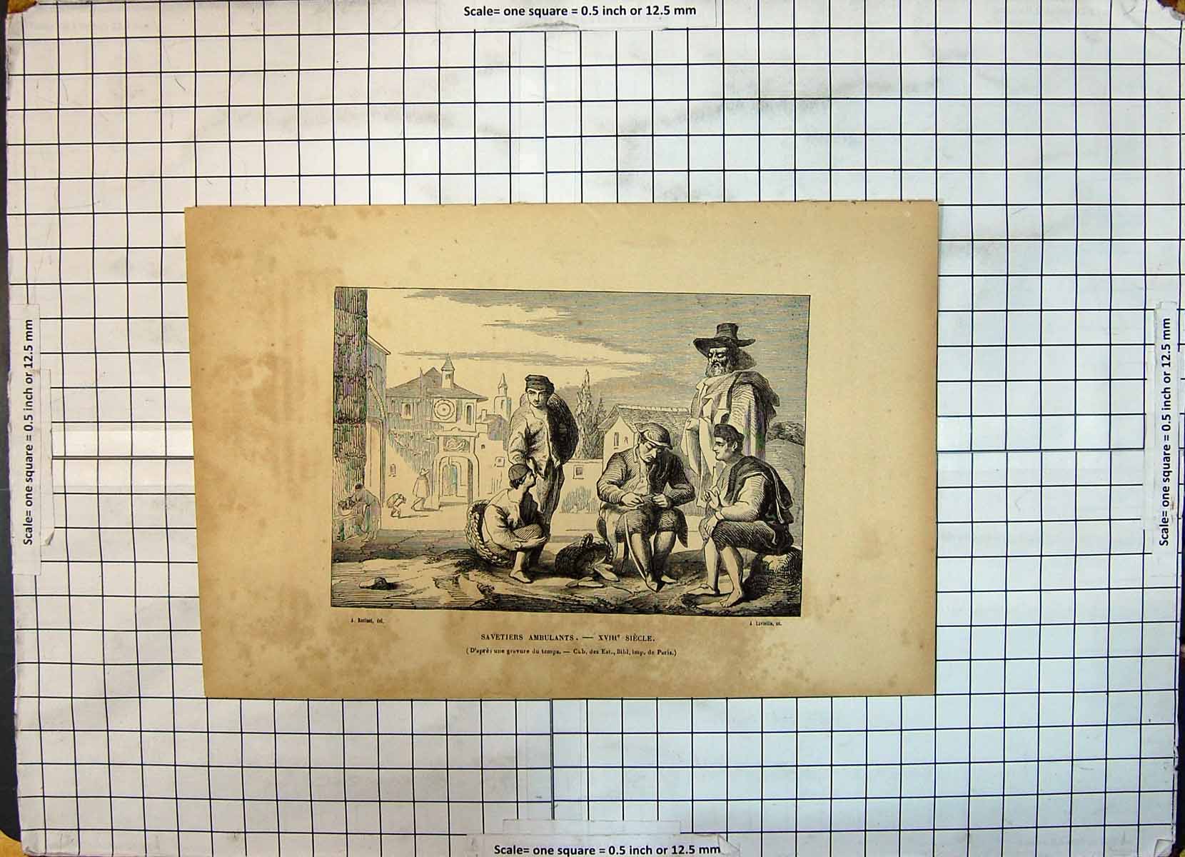 Old Antique Print Savetiers Ambulants Siecle People Street Scene Lavielle