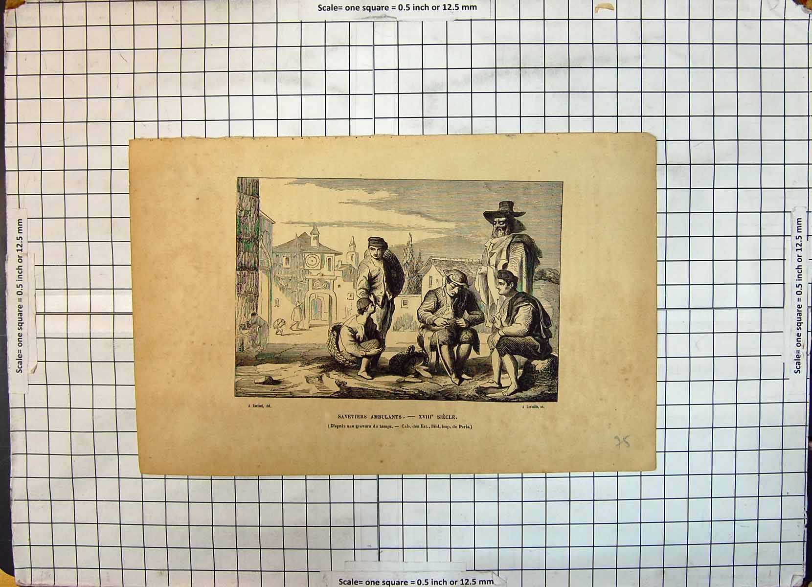 Old Antique Print Savetiers Ambulants Siecle Street Scene People Lavielle 19th