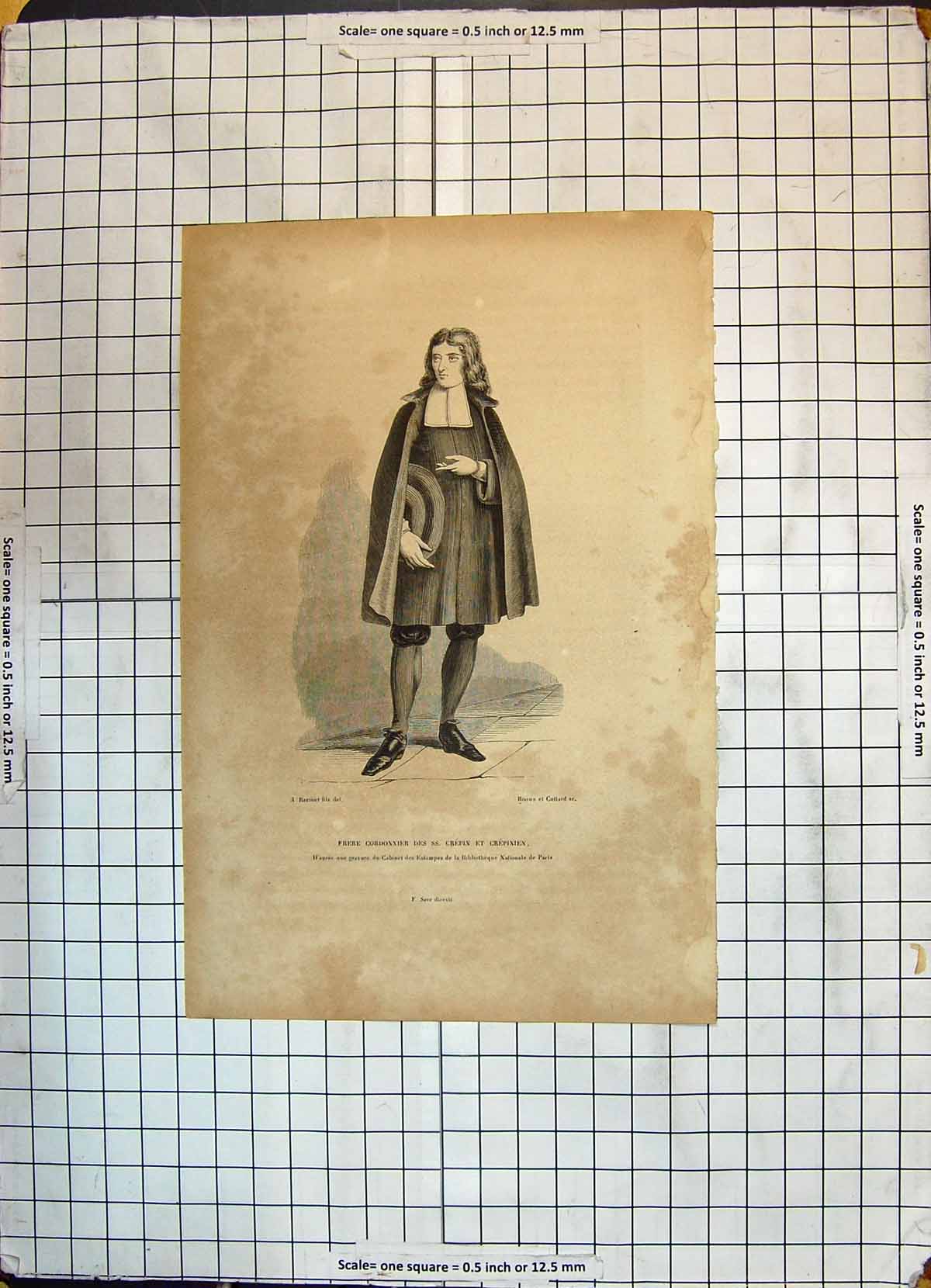 Old Antique Print Frere Cordonnier Crepin Crepinien Man Uniform Cottard 19th