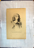 Antique Old Print Portrait Jean Baptiste De Renty Seigneur Baron Landelles 19th