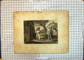 Original Old Antique Print Church Scene Man Armour Horse Sparrow 20th Century