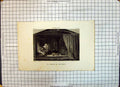 Antique Old Print Family Home Scene Famille Bucheron Children Cat Rembrandt