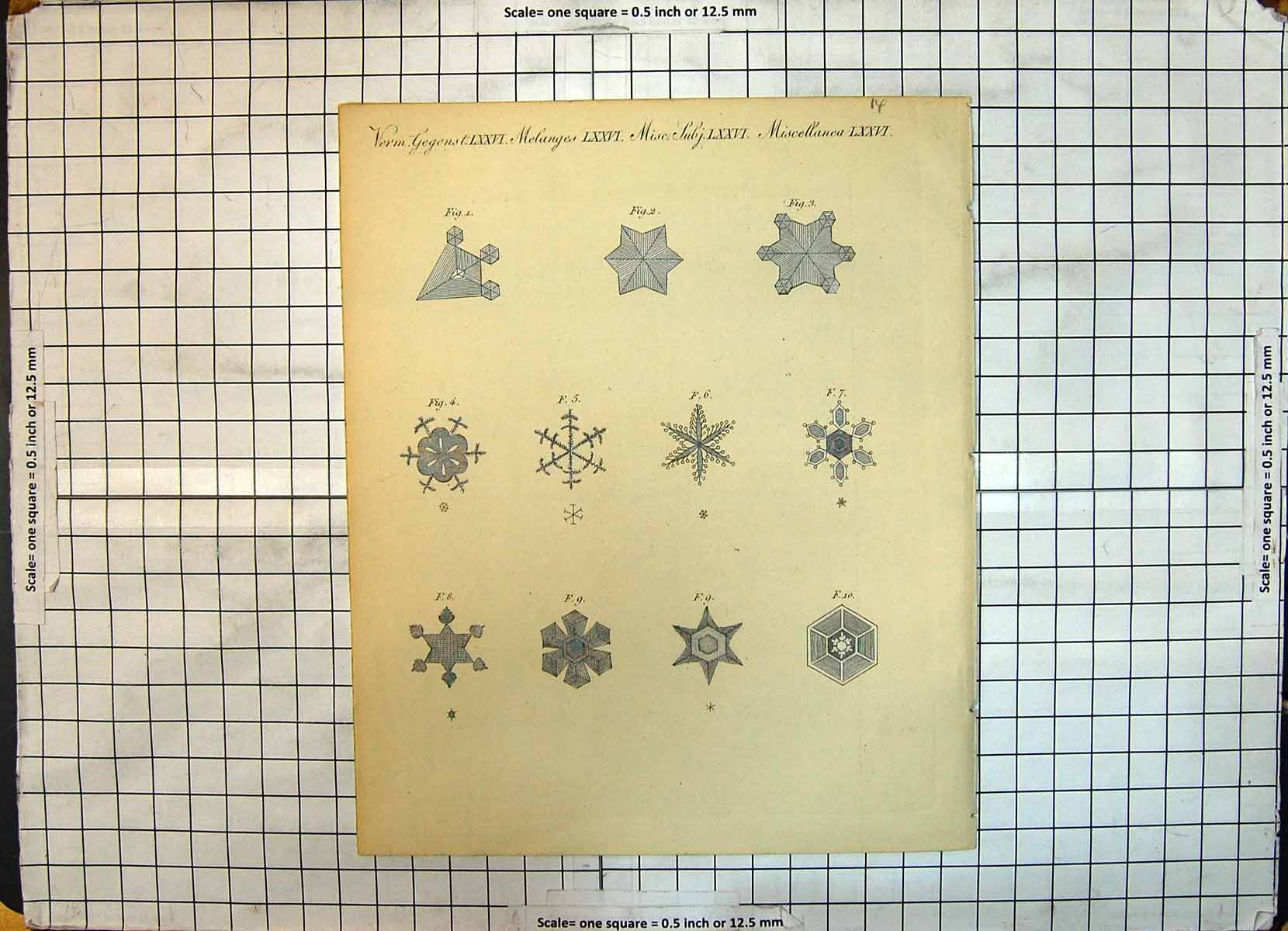Original Old Antique Print Shapes Figures Verm Gegenst Melanges Miscellanea