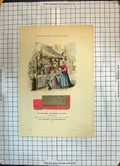 Antique Old Print Costumes Paris Boutique Marchand Jouets Ornement D'Heures
