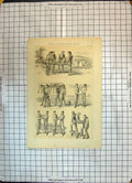 Old Antique Print War Siers Methods Carrying Injured Persons Stretchers