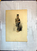 Original Old Antique Print Colour Poor Beggar Man Scruffy Ripped Clothes