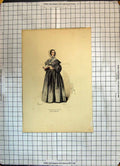 Antique Old Print Colour Woman Dress Reading Book Surveillante Saint-Lazare