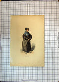 Antique Old Print Colour Saint-Lazare Detenue Woman Cloggs Black Blue Dress