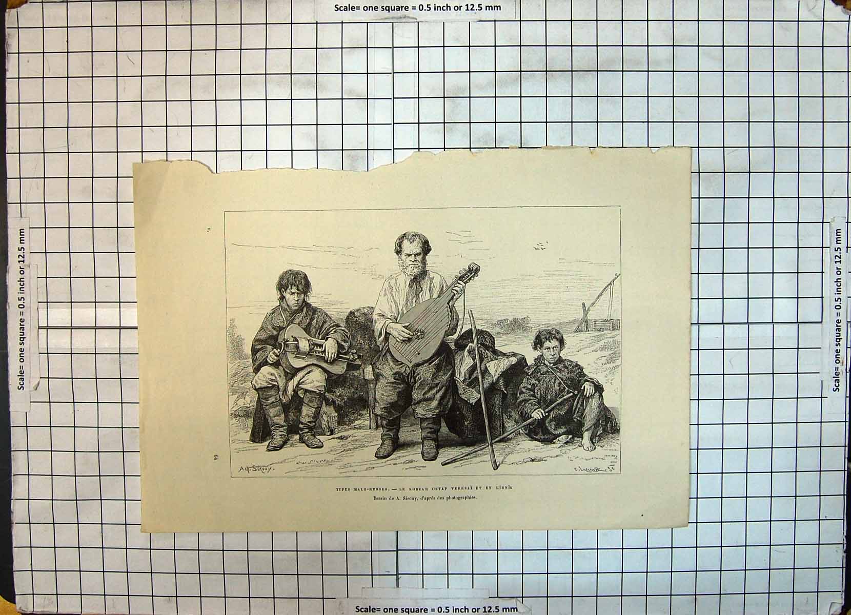 Old Print Types Malo-Russes Kobzar Ostap Veresai Lirnik Music Men Sirouy