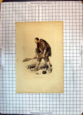 Old Antique Print Colour Detenu Militaire Prisoner Man Ball Chain Shovel