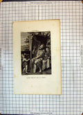 Original Old Antique Print David Jouant De La Harpe Music Dominiquin Vitteroy