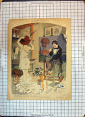 Antique Print Colour Man Artist Studio Beautiful Lady Tailleur Philosophe