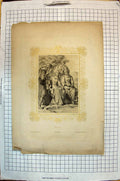 Original Old Antique Print Pargsell Beautiful Women Shepherd Man