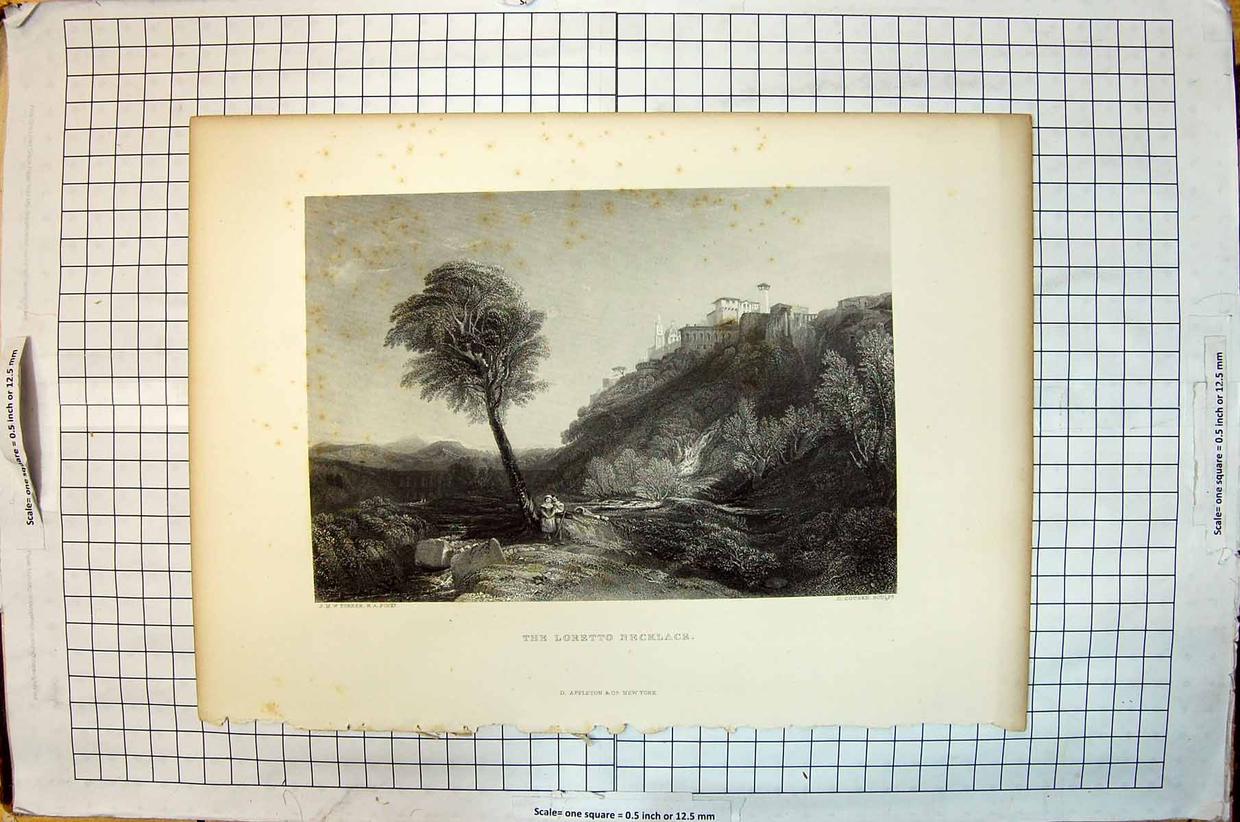 Antique Print View Loretto Necklace Children Trees House On The Hill Cousen