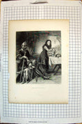 Original Old Antique Print Maid Orleans Man Armour Sword Dog Ballin Ward