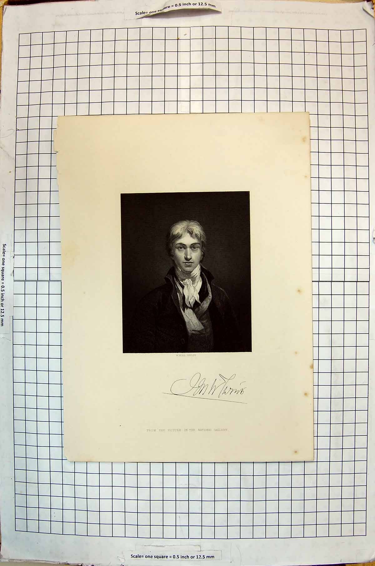 Original Old Antique Print Portrait John Man Holl National Gallery