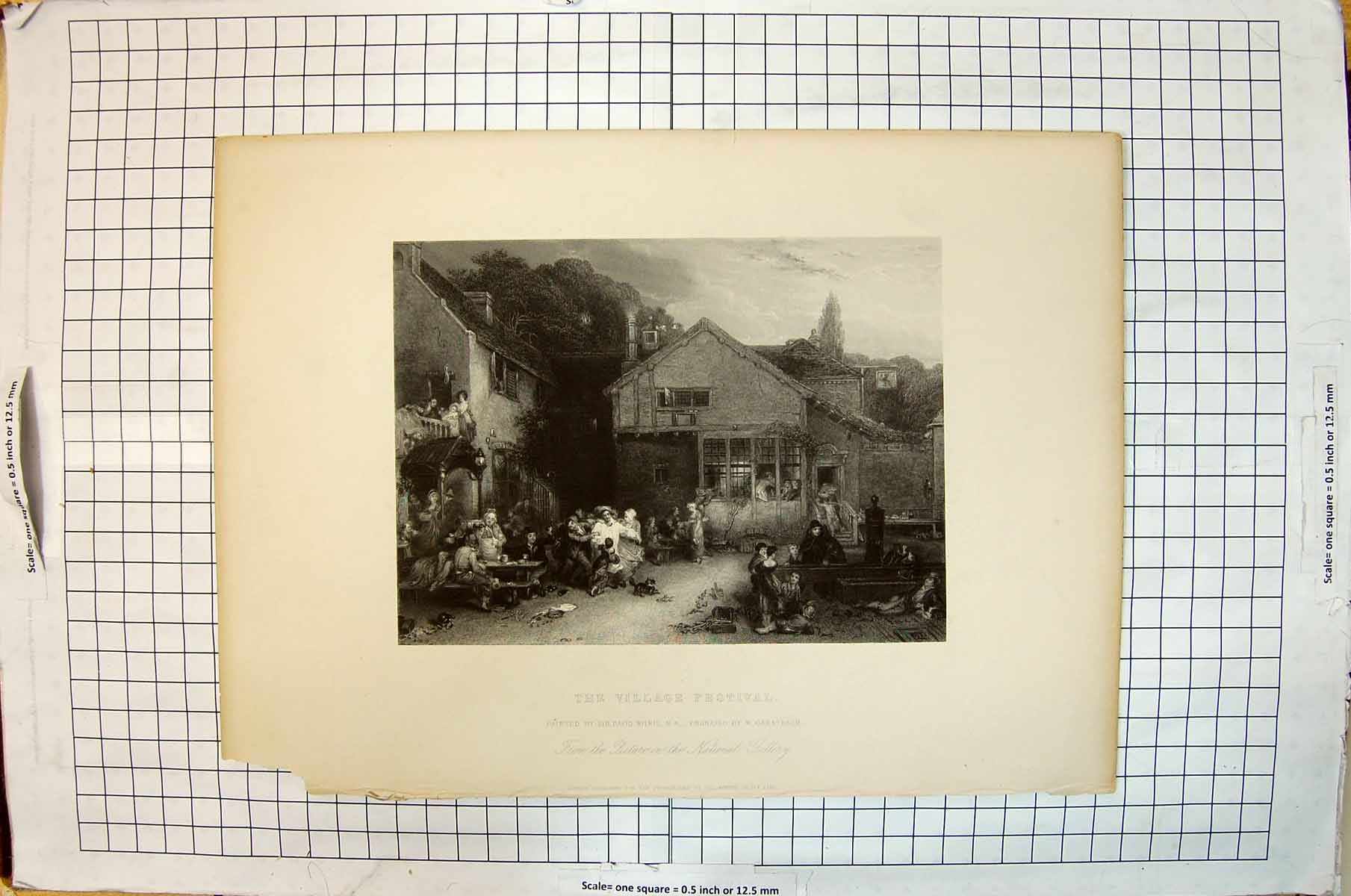 Antique Old Print Village Festival Entertainment Wilkie Greatbach Engraving