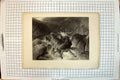 Antique Old Print Death Stag Hunting Mountains Lake Cousen Landseer Engraving