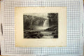 Antique Old Print River Falls Hespte Cliffs Trees Heawood Smithe Engraving