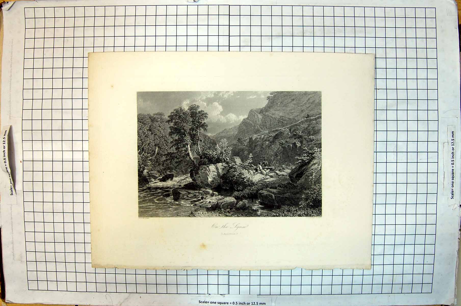 Original Old Antique Print River On The Lynn Mountains Appleton Godfrey Cook