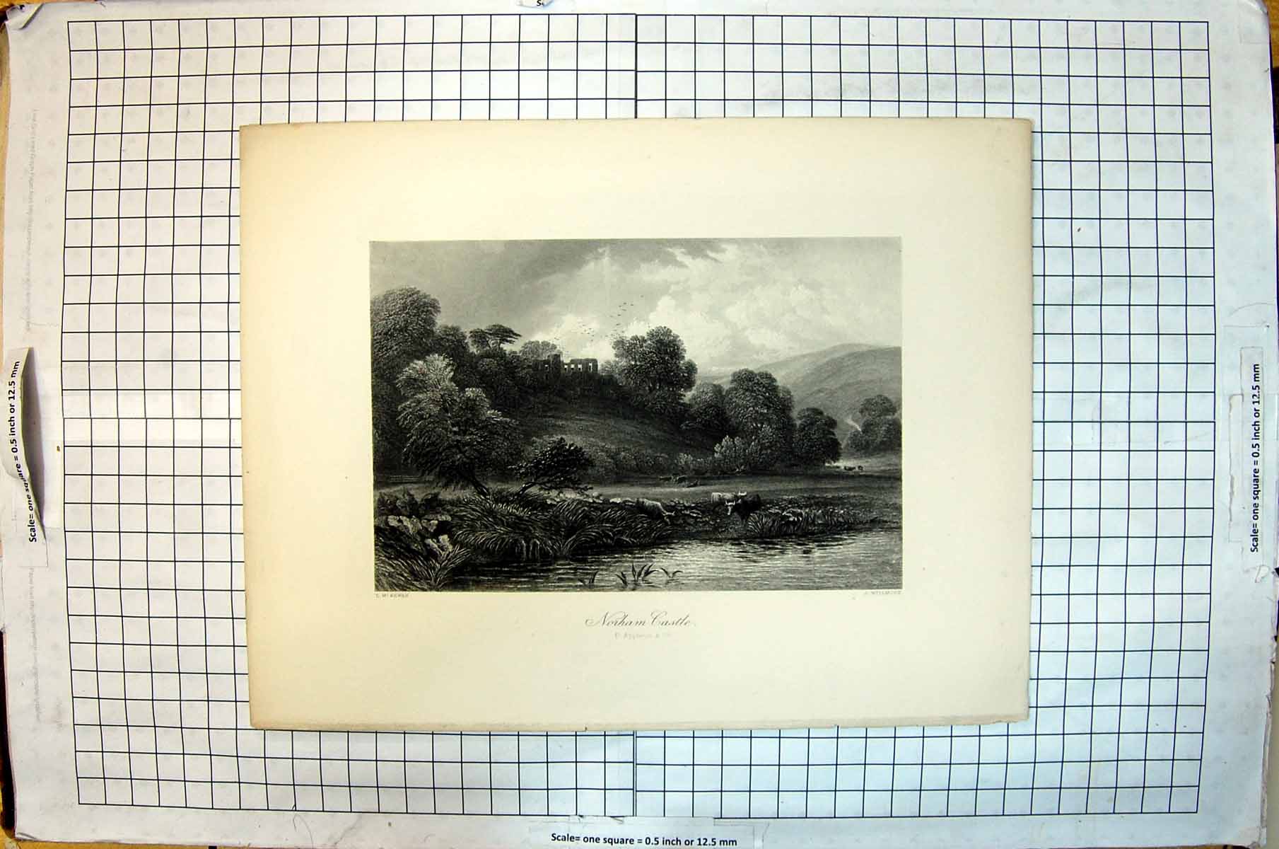 Old Antique Print View Ruins Norham Castle Mountains Trees Willmore Kewan