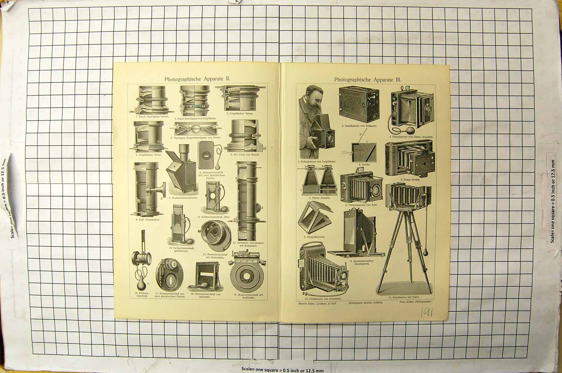 Antique Old Print German Engineering Chromoskop Reisekamera Werner Periplan