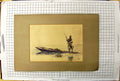 Antique Old Print Colour Man Standing Rowing Boat Sea Scene Fishing Seeweed