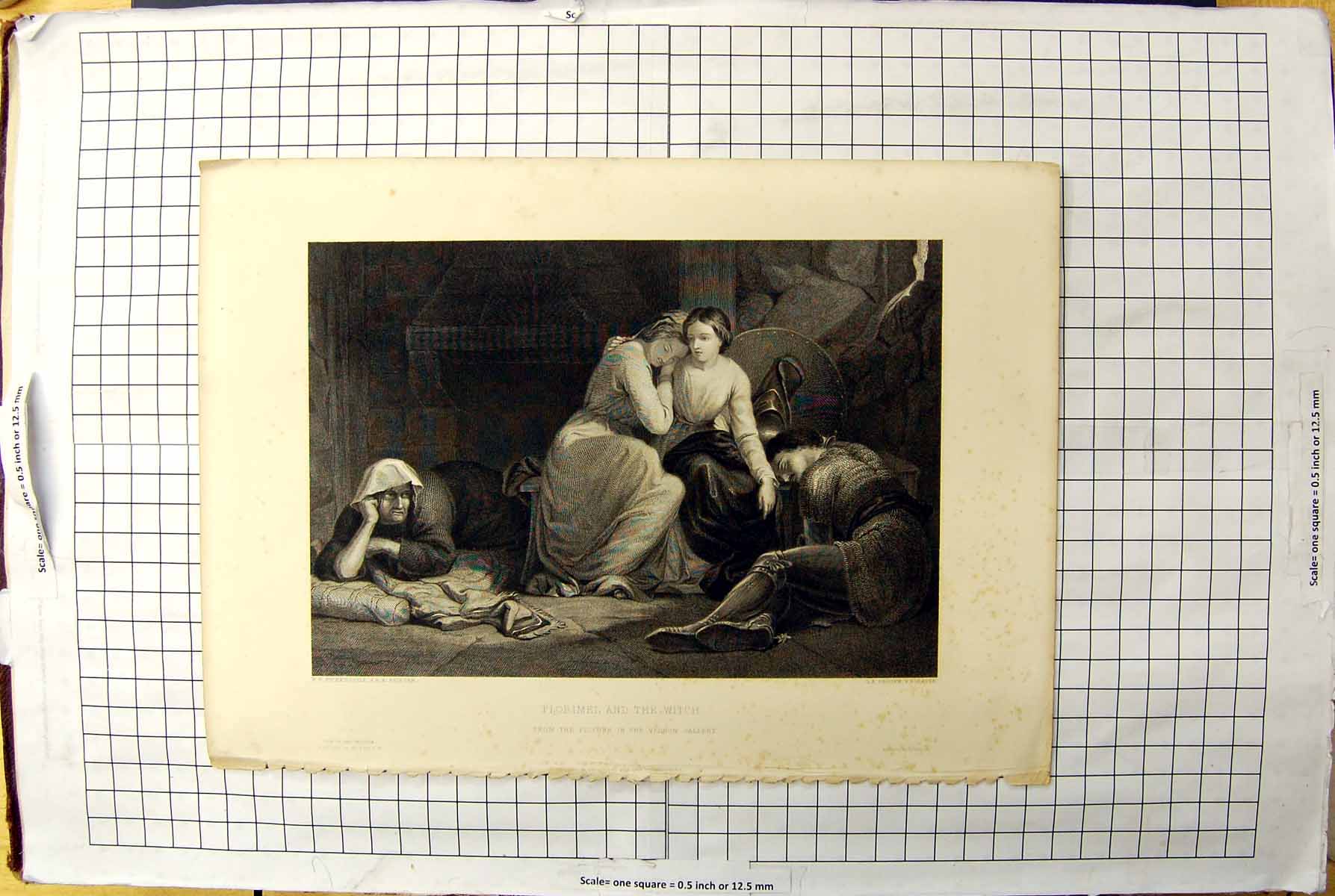 Antique Old Print Engraving Florimel Witch Vernon Gallery Periam Pickersgill