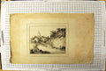 Original Old Antique Print Sketch Church Buildings Countryside Vivares