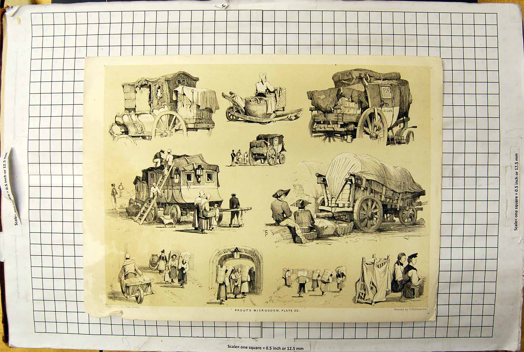 Old Prout'S Microcosm Plate Transport Waggons Ladies Carrying Baskets