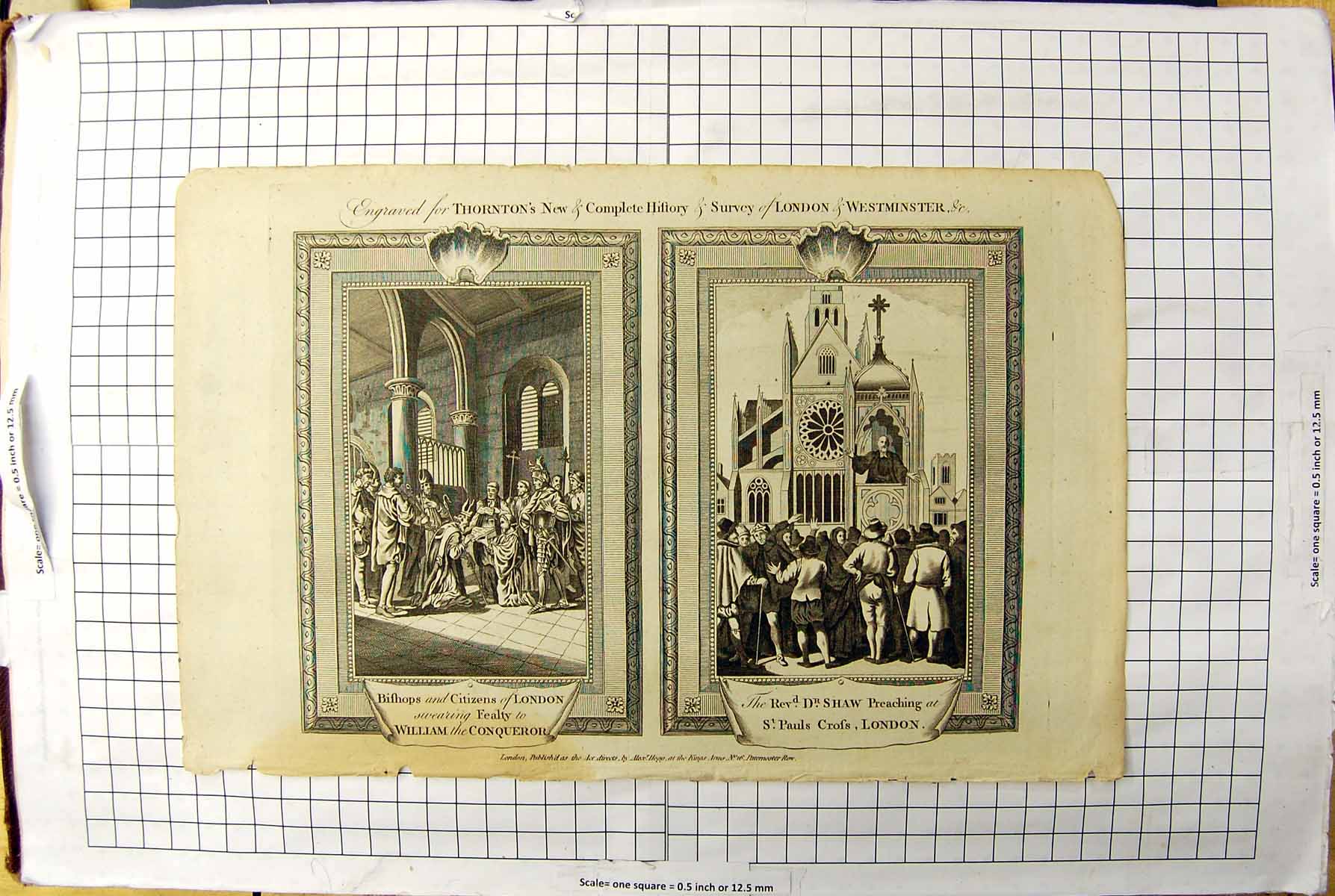 Antique Print Engraving Rev. Shaw St. Paul'S Cross London William Conqueror