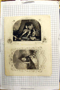 Antique Old Print Engraving Garrick Richard Macready King Lear Theatre Actors
