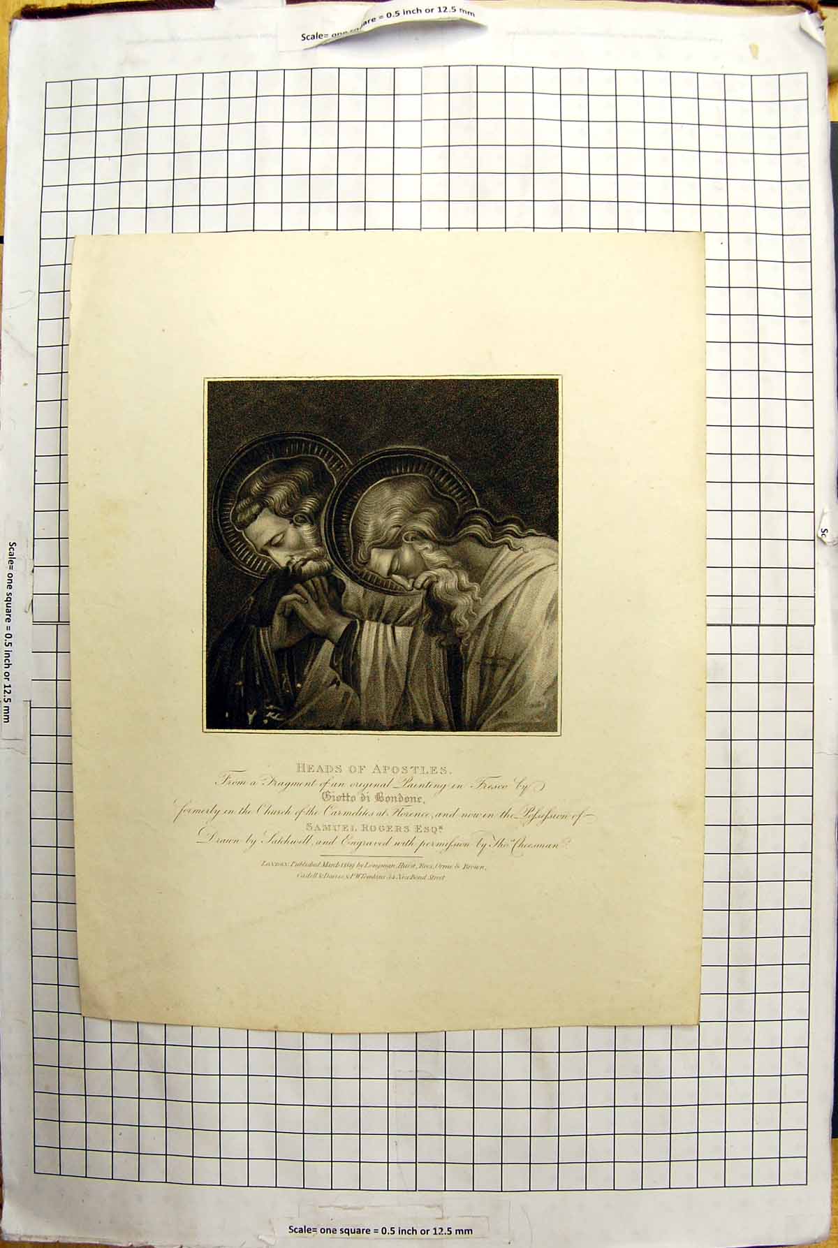 Old Engraing Heads Apostles Church Carmelites Florence Samuel Rogers