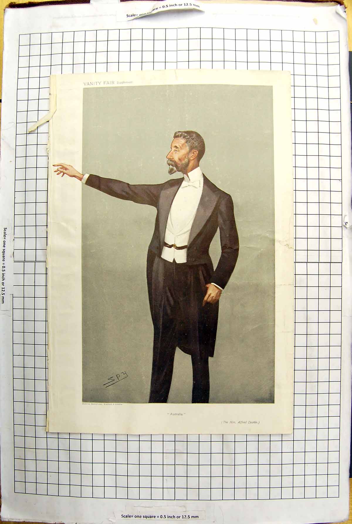 Original Old Antique Print Colour Portrait Vanity Fair Hon. Abe Bailey
