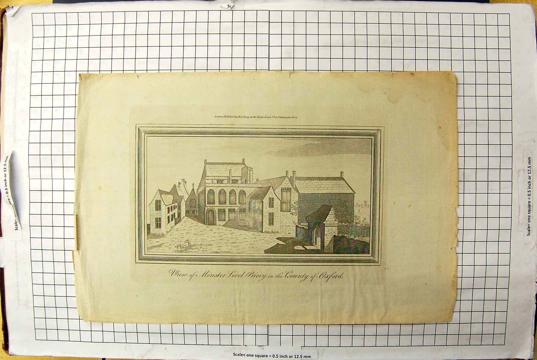 Old Engraving View Minster Lovel Priory County Oxford England Archite