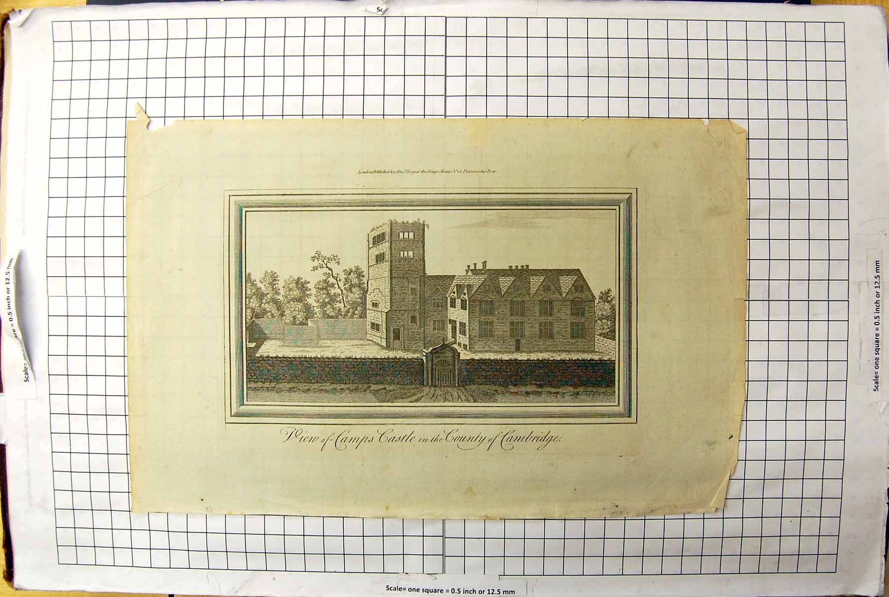 Old Engraving View Camps Castle County Cambridge England Architecture
