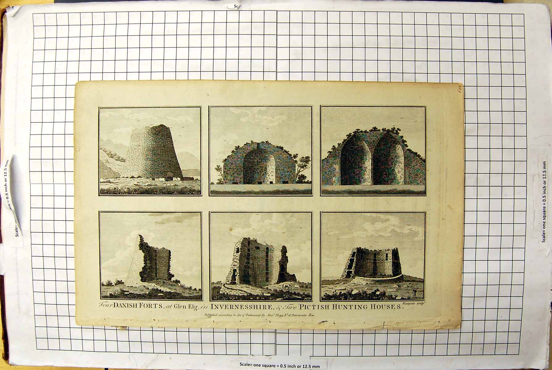 Old Print Danish Forts Inverness Pictish Hunting Houses Scotland Eastgate